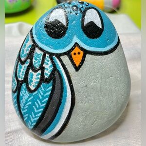Adorable Hand Painted Owl River Stone Rock